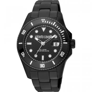 Roberto Cavalli Men's Black Dial Stainless Steel Bracelet Watch - One Size