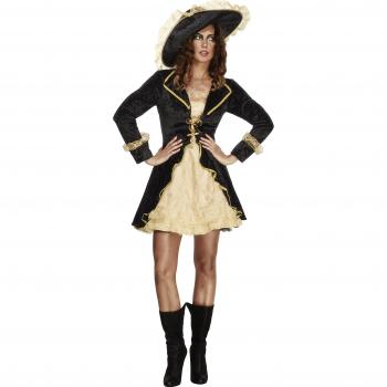 Disfraz de Pirata Sexy Negro y Dorado para Mujer