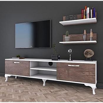 WoodenArt - Unidad de TV, color blanco nogal A4-55