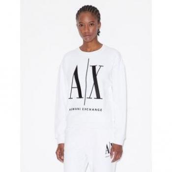 Armani Exchange Women's White Casual Sweatshirt, Long Sleeve, Size L