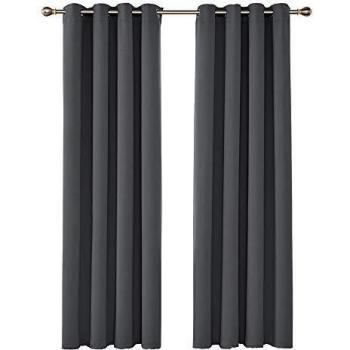 Umi. Essentials - Cortinas Opacas con Aislamiento Térmico Cortina para Habitacion 2 Paneles 117 x 229 cm Gris Oscuro