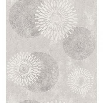 Papel pintado no tejido Rasch Cambio de Papel II, floral con círculos y mandalas, 0.53 x 10.05 m, color gris