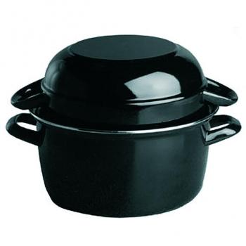 Cazuela de Mejillones Enameled 0.5 Kg, Negro, Resistente al Horno y Lavavajillas