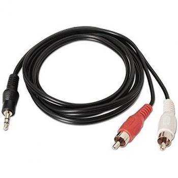NanoCable 10.24.0303 - Cable audio estereo a 2 RCA, JACK 3.5/M-2xRCA/M, macho-macho, negro, 3mts