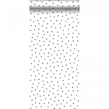 Papel pintado de puntos negro y blanco - 53 cm x 10 m