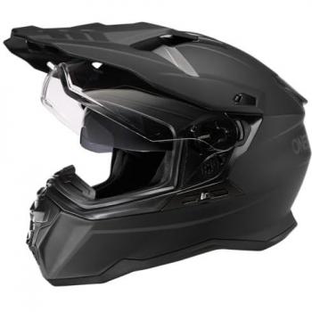 O'Neal Casco D-SRS Solid Negro - Casco de motocross, buen ajuste, visera integrada, compatible con Pinlock y Bluetooth, cumple con la normativa ECE 22.05, diseño para enduro y touring,