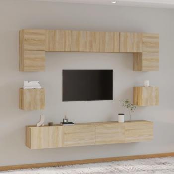 Set de muebles para TV 8 pzas madera contrachapada roble Sonoma Vidaxl Marrón