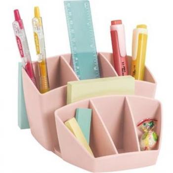 Organizador de sobremesa Cep mineral plástico color rosa 145x160x95 mm