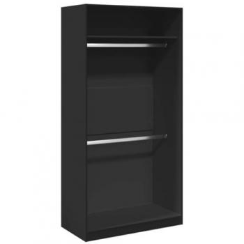 Armario de madera contrachapada negro 100x50x200 cm, Armario de Almacenamiento, Organizador de Armario, Armario de Dormitorio