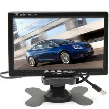 7 TFT LCD Coche Camión Retrovisor Monitor CCTV vigilancia con Mando Distancia - 12V-24V 800 * 480HD w / Quitasol Anti-deslumbramiento 2 canales RCA Vídeo Entradas