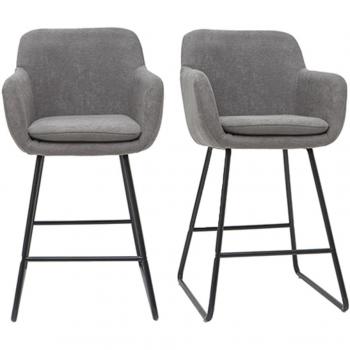 Taburetes de bar en tejido efecto terciopelo gris A65 cm (lote de 2) AMIKA
