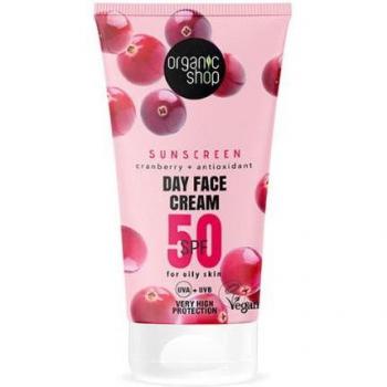 Organic Shop Cranberry Antioxidant Face Sunscreen for Oily Skin SPF 50 - 50ml