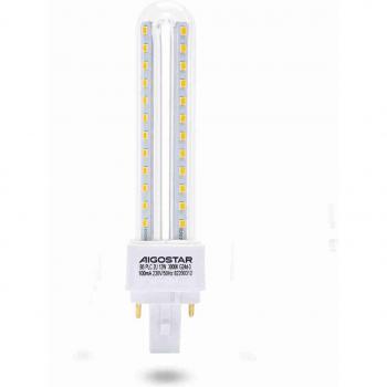 Pack de 5 Bombillas PLC 2U G24 LED 12W, Blanco Cálido 3000K, 1180lm, No Regulable