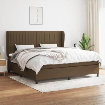 Cama box spring suave con colchón de tela marrón oscuro 200x200 cm