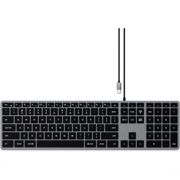 Teclado USB-C Slim W3 Retroiluminado Azerty Numérico Gris