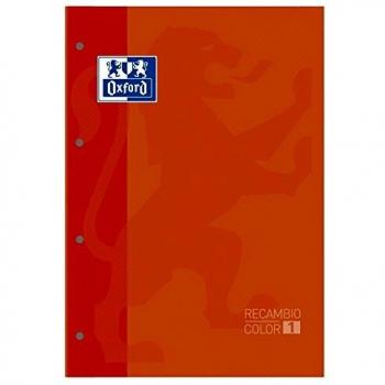 Recambio Oxford Naranja Fluor A4+ - 80 Hojas Cuadriculadas 5x5 con 4 Taladros