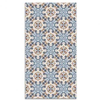 Alfombra Vinílica Azulejo Oriental Azul 200x250 cm - Antideslizante e Ignífuga para Cocina y Salón