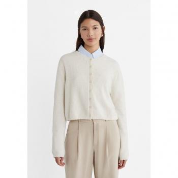 Soft-Touch Button Cardigan in Stone XS