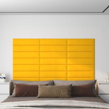 Paneles de pared 12 piezas Terciopelo Amarillo 60x15 cm 1,08 m²