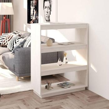 Librería/Partición de Madera Maciza de Pino Blanco 80x35x103 cm