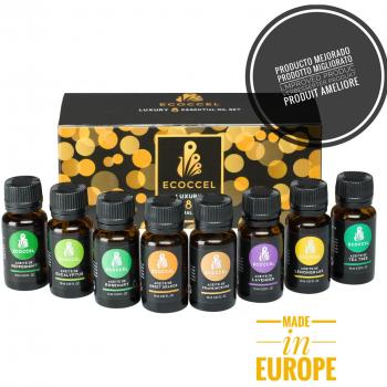 Aceites esenciales naturales, aceite esencial de lavanda, romero, puros 100%, mejores aceites esenciales para belleza, aceites esenciales aromaterapia para el hogar. Pack 8 ecoccel luxury 10 ml.