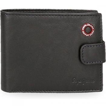 Cartera de piel Badge Marino con cierre de clic Pepe Jeans