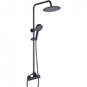Viking Choice Juego de ducha negro - mezclador de ducha - ducha de lluvia ajustable