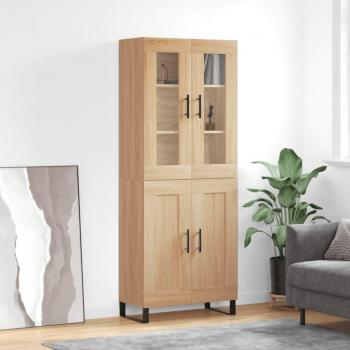 Aparador alto de madera contrachapada color roble Sonoma 69,5x34x180 cm
