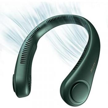 JISULIFE Ventilador de Cuello Portátil, 4000 mAh Ventilador Cuello USB Recargable con, Ventilador de Cuello Colgante Sin Hojas con 3 Velocidades-Verde Oscuro