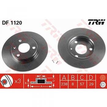 Disco de freno TRW DF1120 delantero, completo, 1 pieza