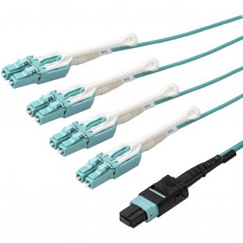 StarTech.com MPO8LCPL3M cable de fibra optica 3 m MPO/MTP 8x LC OM3 Color aguamarina