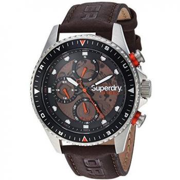 Superdry Men's Analog Quartz Watch with Leather Calfskin Strap SYG220BR