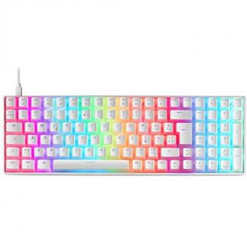 Teclado Mecánico Compacto 96% RGB Mars Gaming MKULTRA Blanco, Switch Marrón, Portugués