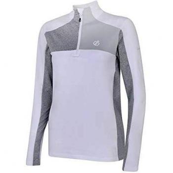 Dare 2b Media Cremallera de Punto para Mujer, elástica, Ligera, cálida, con Parte Trasera de Secado rápido, Media Cremallera, Mujer, Capa Intermedia elástica, DWL406 AA612L, Blanco/Gris Argent, 40