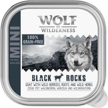Wolf of Wilderness Adult 24 x 150 g en terrinas - Pack económico - Black Rocks, con cabra