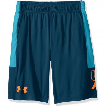 Under Armour UA Stunt - Pantalón Corto para niño, Niños, 1299989-489, Techno Teal/Deceit/Magma Orange, Youth Medium