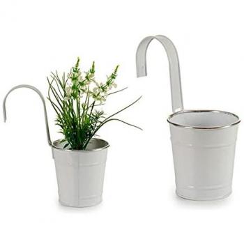 Maceta Colgante Blanca de Metal 13,3x24x27 cm