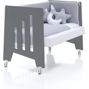 Cuna de colecho 3 en 1 Alondra Omni (60 x 120 cm) convertible en escritorio, color gris marengo