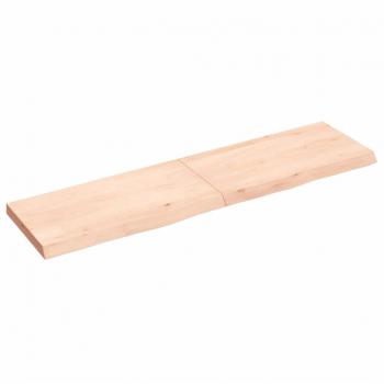 Estante de pared de madera maciza de roble tratada 120x30x(2-4) cm en color natural, marrón claro y marrón oscuro, mueble de almacenaje ideal para oficina, estudio y dormitorio, est