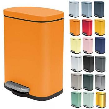 Papelera con pedal Akira 5L Naranja Mate - Acero Inoxidable