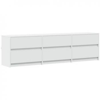 Mueble de TV con LED madera de ingeniería blanco 180x34x50 cm, soporte de TV, aparador de TV, mueble HiFi, banco de TV, armario de TV