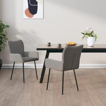 Light Grey Fabric Dining Chairs - Set of 2