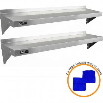 Estantes de Pared de Acero Inoxidable KuKoo 140cm x 30cm - Pack de 2 para Cocina, Bar y Restaurante