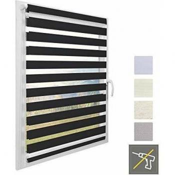 Sol Royal Persiana para Ventanas y Puertas SolDecor DL2 Estor Doble - Sin taladrar - Noche y día klemmfix Dormitorio Oficina Sala 70x150 cm Antracita