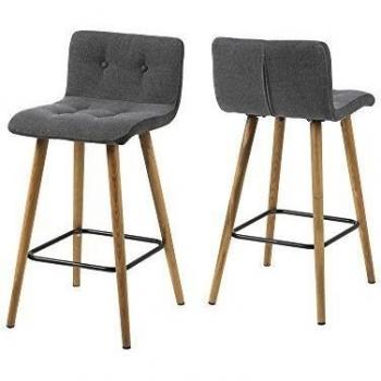 AC design furniture 60492 taburetes de la barra 2-juego de charlotte, de los lados de colour gris oscuro, de tela de-botones de colour gris claro/gris