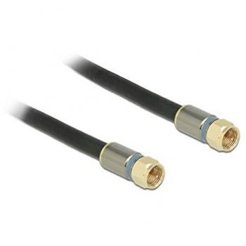 Cable Coaxial Antena F Plug 10 m, RG-6/U, Cuádruple Apantallamiento, Color Negro Premium