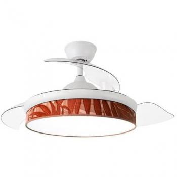 Ventilador de Techo DC Moda 72W Blanco/Hoja Caldera 108D con 3 Aspas, Iluminación LED (7200lm), Temperaturas de Color 3000K, 4000K y