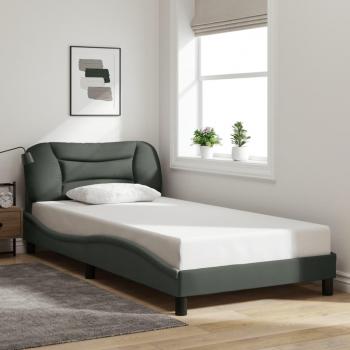 Cama solar sin colchón gris oscuro 100x200 cm Tela Estructura de cama con cabecero de tela gris oscuro 100x200 cm Vidaxl Gris