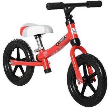 HOMCOM Bicicleta sin Pedales para Niños de +2 Años con Sillín Ajustable en Altura Neumáticos de EVA Carga Máx. 25 kg Metal 65x33x46 cm Rojo