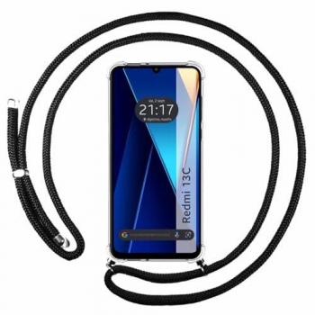Funda Colgante Transparente con Cordón Negro para Xiaomi Redmi 13C